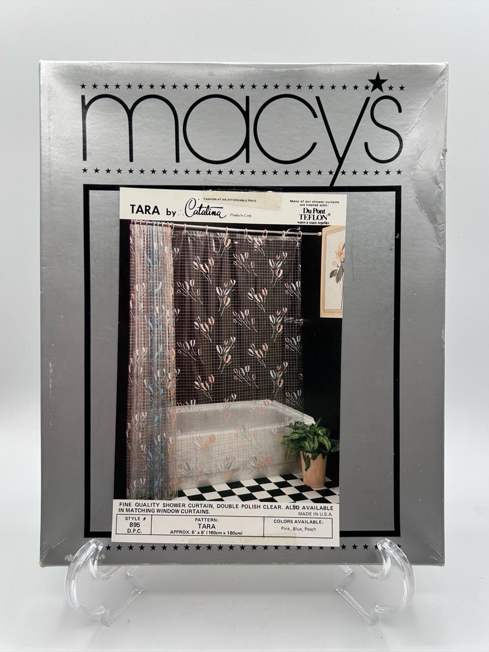 Vintage Macys Catalina Tara Vinyl Bathroom Shower Curtain 6’ x 6’ New